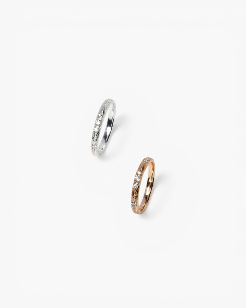 Starry sky celestial stacking ring in gold-plated sterling silver with cubic zirconia details